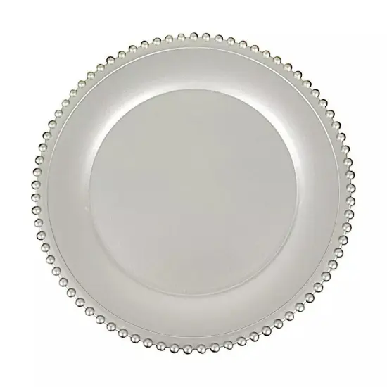 24 Silver 12" Round Beaded Rim Charger Plates {1}