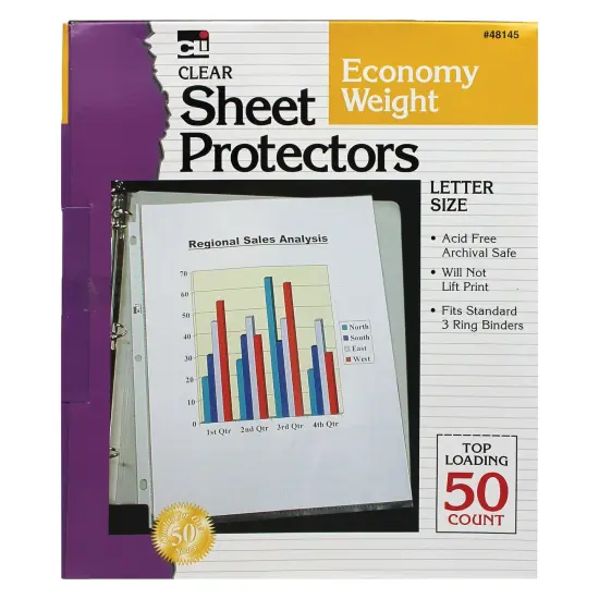 Sheet Protectors, Economy Weight, Letter Size, Clear, 50 Per Box, 5 Boxes {2}