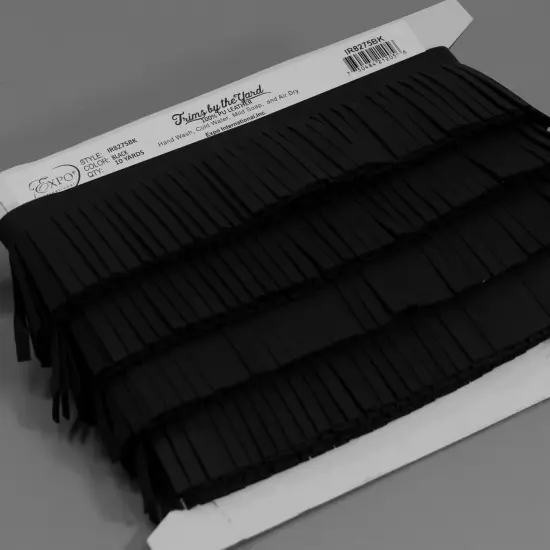 10 Yards of 2" Premium Vegan Leather Fringe Trim | 10 yard cut Black {3}
