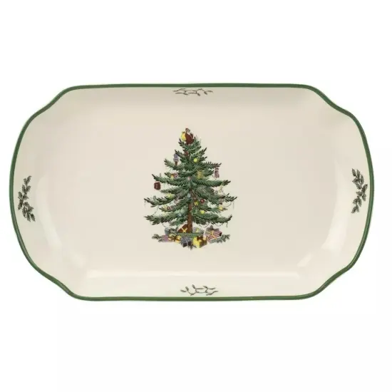 Spode Christmas Tree 11 Inches Large Rectangular Scalloped Tray {3}