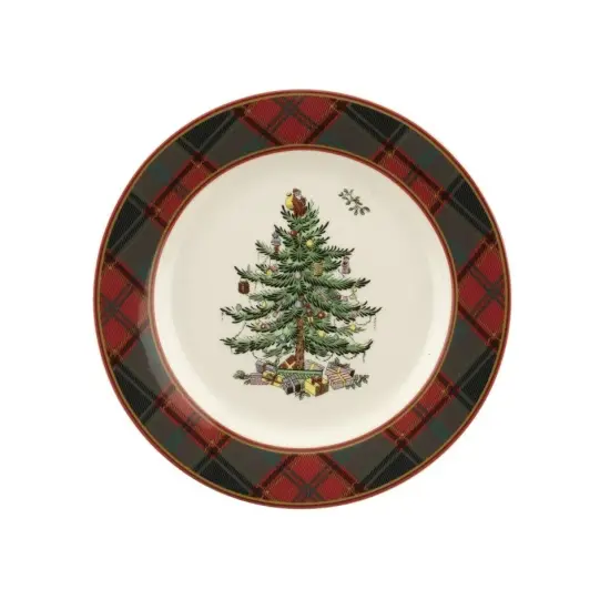 Spode Christmas Tree Tartan Salad Plate, 7.75 inch, Stoneware - 4 pieces {4}