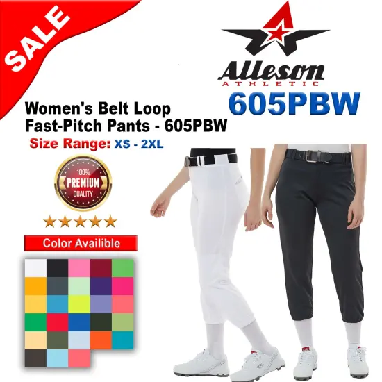 Alleson Athletic&reg; Women's Belt Loop Fast-Pitch Pants White {2}