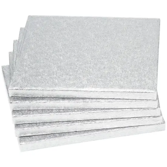 8" Square Silver Foil Cake Board 5ct {2}