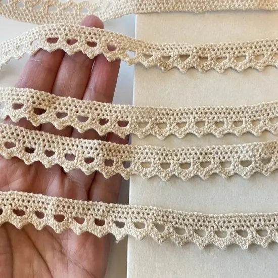 Kitcheniva 1/2" Wide 3 Yards Beige Cotton Crochet Trim {3}