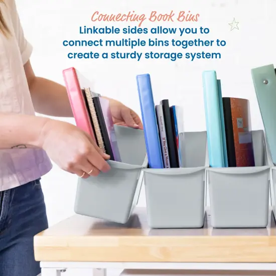 Linking Book Bins, Colorful Connecting Storage Light Grey {3}