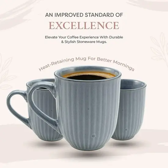 American Atelier Coffee Mug Set of 4, 14 Ounce, Large Handle - Blue {4}