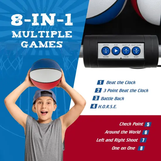 Dual Shot Basketball Arcade Game With 8 Game Modes And 4 Balls-Red {6}