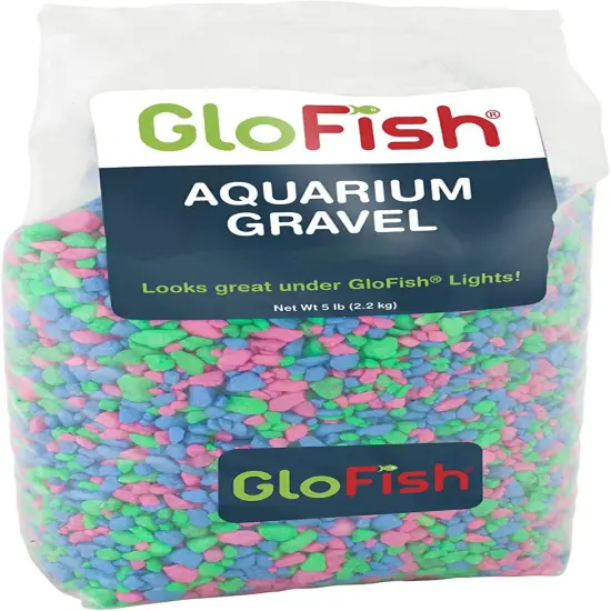 Aquarium Gravel, Pink/Green/Blue Fluorescent, 5-Pound, Bag Pink/Green/Blue Fluorescent, 4 X 5 X 9 Inches ; 5 Pounds White Frost {2}