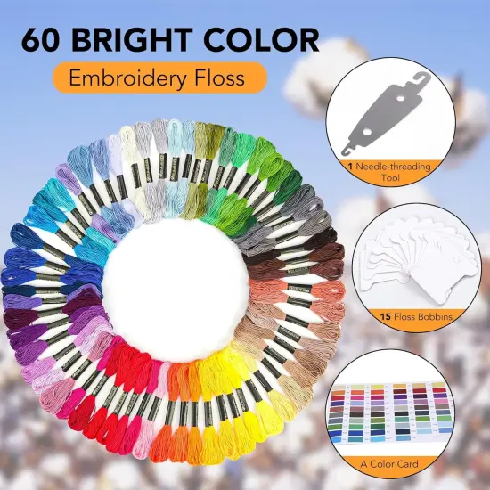 Embroidery Floss 60 Skeins per Pack for Cross Stitch Threads,Embroidery Thread for Friendship Bracelet Making,Embroidery String for Craft {3}