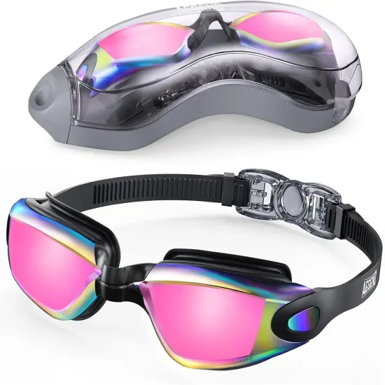 Swim Goggles, Swimming Goggles No Leaking Full Protection Adult Men Women Youth Bright Fuchsia {1}