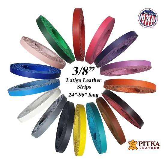 3/8 inch Leather Strips 6-7oz (2.8 - 2.8 mm) - up to 96 Inch Long, Leather Straps for Craft(Belts, Cuffs, Hat Bands, Purse Strap) {3}
