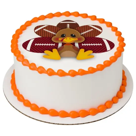 Football Turkey Edible Cake Topper Image 7.5" Round {1}