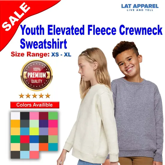 LAT&reg; Youth Elevated Fleece Crewneck Long Sleeve Sweatshirt {2}