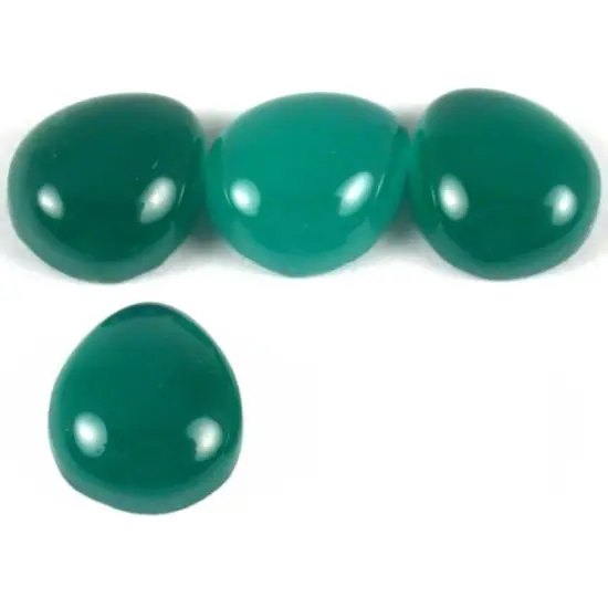 4 Green Agate Pear Cabochons 7 x 8mm {1}