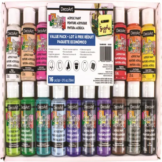 DecoArt Crafter's Acrylic Value Pack 16/Pkg-Fan Favorites {1}