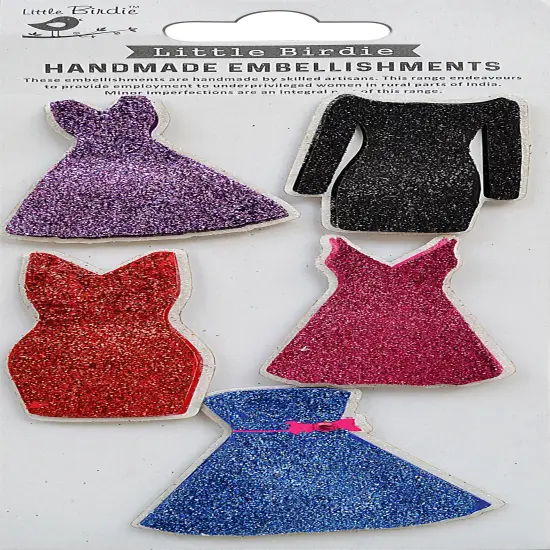 Little Birdie 3D Embellishments 5/Pkg-Party Wardrobe {1}