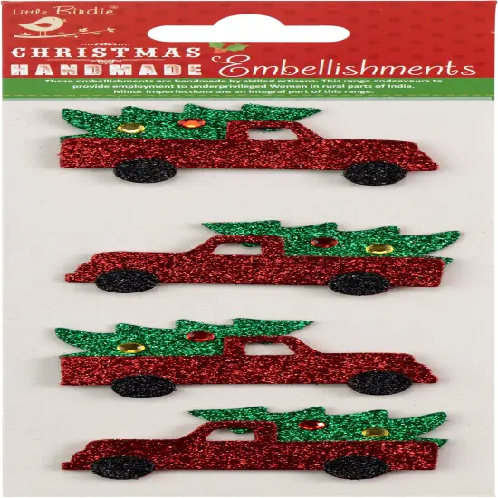 Little Birdie Holiday Embellishments 4/Pkg-Truck Rossler {1}