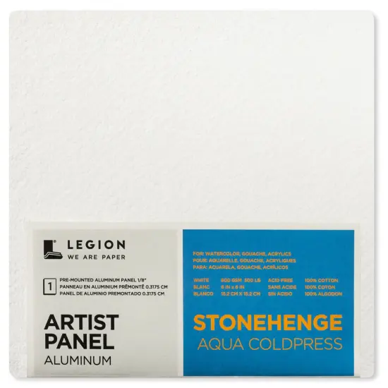 Stonehenge Aqua Coldpress Pre-Mounted Aluminum Panel 6"X6"-White, For Wet Media {1}