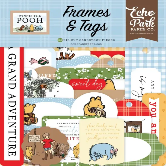 Echo Park Cardstock Ephemera 33/Pkg-Frames & Tags, Winnie The Pooh {1}