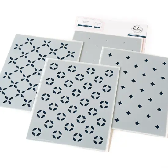 Pinkfresh Studio Stencils 4.25"X5.25" 4/Pkg-Geometric Tile {1}