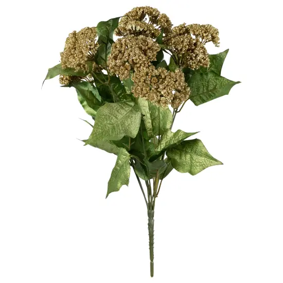 Allstate Glittered Snowball Artificial Christmas Spray - 18" - Champagne Gold {3}