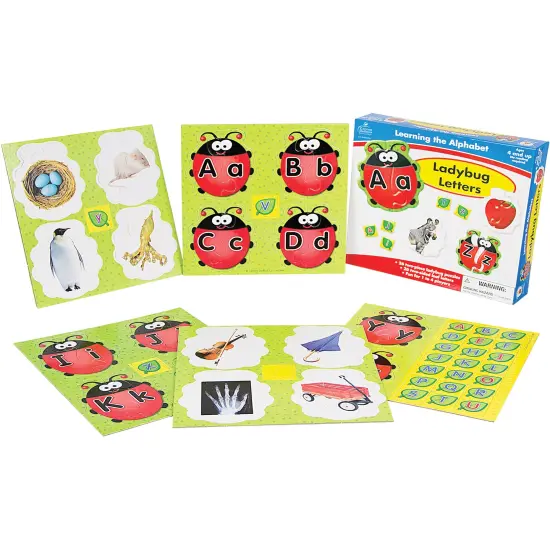 Carson Dellosa Lady Bug Letters Game, 26 2-Sided Ladybugs and Leaves Alphabet Puzzle, abc Kindergarten and Preschool Learning Activities for Toddlers Ages 4+ {1}