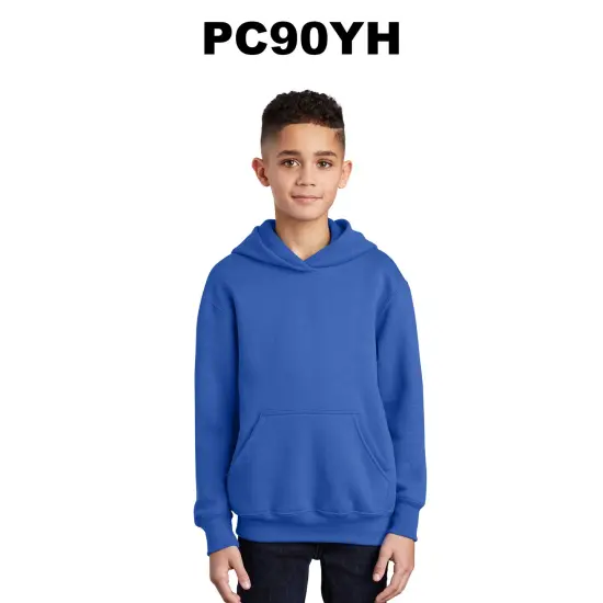 Port & Company&reg; Youth Core Fleece Pullover Hooded Sweatshirt Jet Black {3}