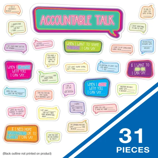 Carson Dellosa Accountable Talk Bulletin Board Set&mdash;Sentence Stem Speech Bubbles and Category Topic Signs for Group Discussions and Social-Emotional Learning, Homeschool or Classroom D&eacute;cor (31 pc) {2}