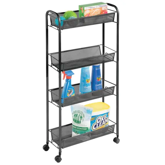 mDesign Steel Slim Rolling Utility Cart Storage Organizer with 4 Shelves {1}