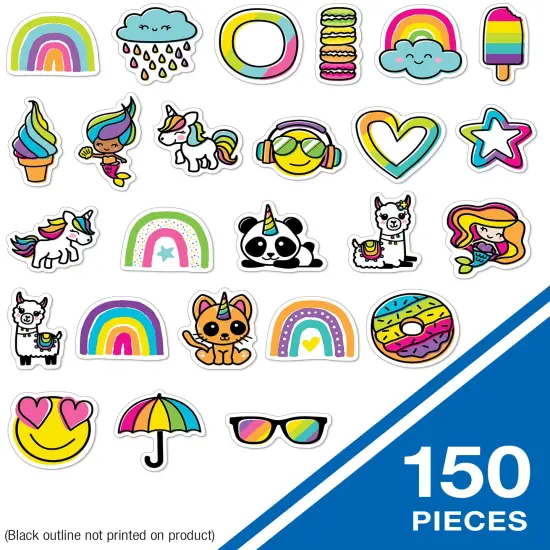 Carson Dellosa 150-Piece Rainbow Decorations, Emoji, Mermaid, Unicorn, Heart, Summer Sunglasses and Star Decor for Bulletin Board, Party and Classroom Must Haves {2}