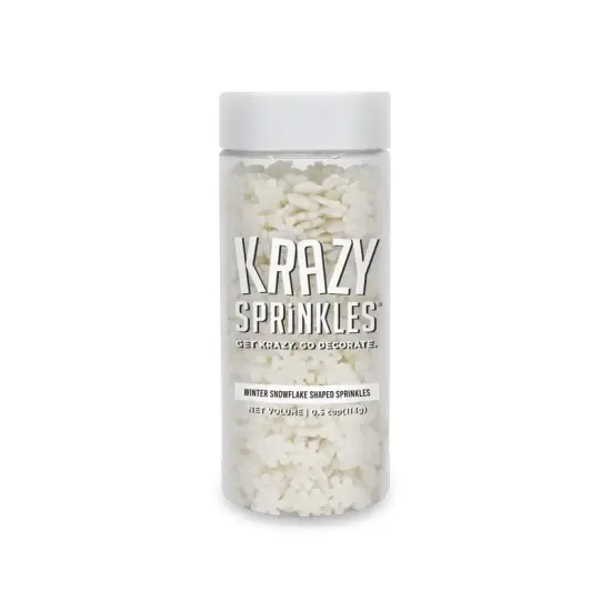 Krazy Sprinkles - Winter Snowflakes (1/2 Cup, 1x Jar) for Cakes, Ice Cream & Cookies {3}