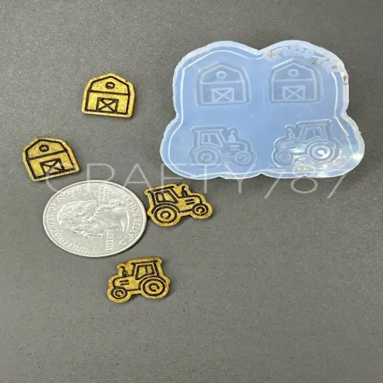Farm & Tractor Stud Earring Silicone Mold (B13) {5}