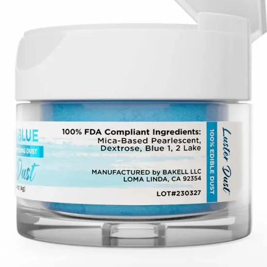 Bakell - Classic Blue Luster Dust (4g, 1x Jar) Edible Vegan Dust & Paint for Baking, Desserts and Beverages {6}