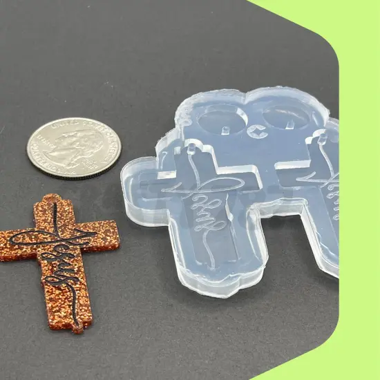 Cross Dangle Earring Silicone Mold, Keychain Mold (C14) {4}