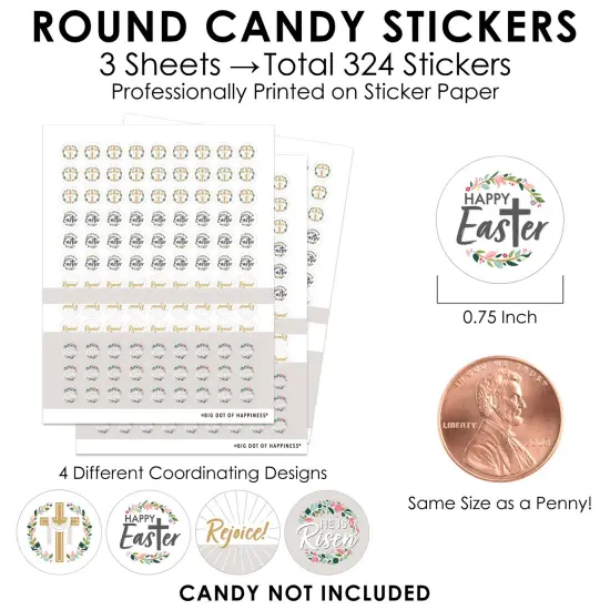Big Dot of Happiness Religious Easter - Christian Holiday Party Small Round Candy Stickers - Party Favor Labels - 324 Count {4}