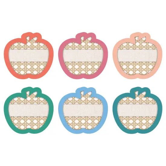 Carson Dellosa True to You 36PC Apple Cutouts, Wicker Farmhouse Accents for Bulletin Board and Locker Decorations, Name Labels for School, Classroom Decor and Teacher Supplies {1}