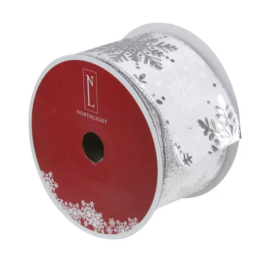 Northlight White and Silver Snowflake Christmas Wired Craft Ribbon 2.5" x 16 Yards {4}