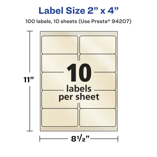 Avery Pearlized Ivory Rectangle Labels with Sure Feed Technology, 2" x 4" {5}