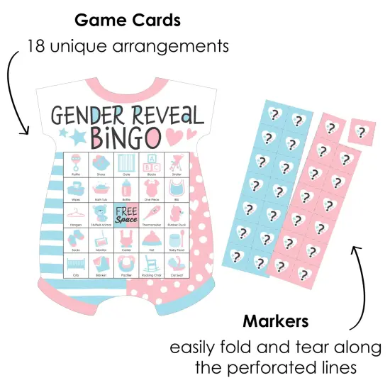 Big Dot of Happiness Baby Gender Reveal - Picture Bingo Cards and Markers - Team Boy or Girl Baby Shower Shaped Bingo Game - Set of 18 {4}