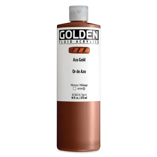 Golden Fluid Acrylic - Azo Gold, 16 oz bottle {1}