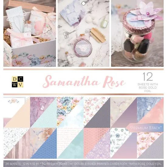 DCWV Double-Sided Cardstock Stack 12"X12" 36/Pkg-Samantha Rose, 18 Designs/2 Each {1}