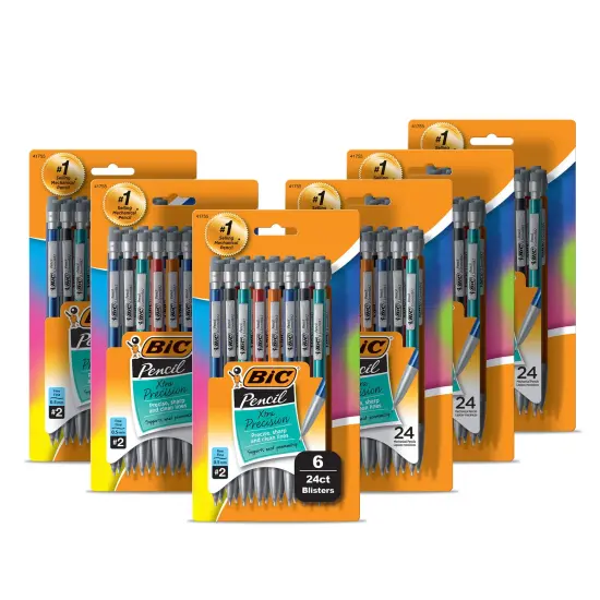 BIC Xtra-Precision Mechanical Pencils with Erasers, Fine Point (0.5mm), Six 24-Count Packs Mechanical Drafting Pencil Set, 144 Pencils {2}