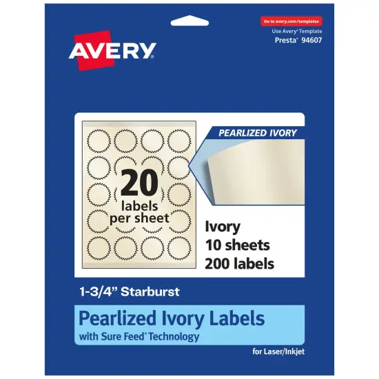Avery Pearlized Ivory Starburst Labels with Sure Feed Technology, Print-to-the-Edge, 1.75" {7}