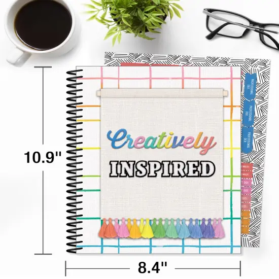 Carson Dellosa Creatively Inspired Planner 2025-2026, Undated 8" x 11" Lesson Plan Book With Stickers, Class Schedule, Weekly Calendar, Homeschool and Classroom Must Haves, Boho School Supplies {2}