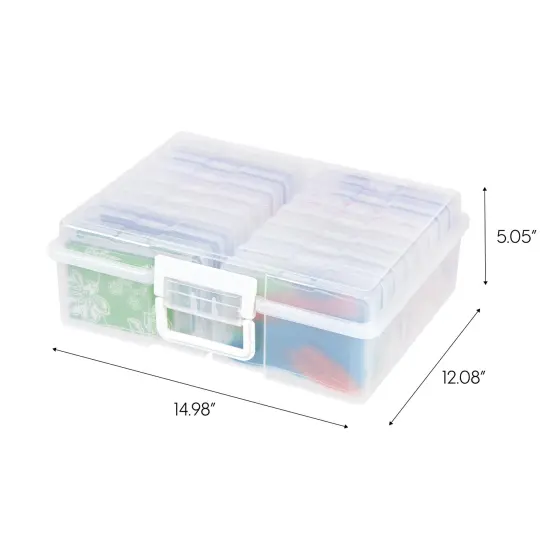 IRIS USA 4" x 6" Photo Storage Box with Handle and 16 cases, Craft Organizers and Storage Cases for Pictures, Clear {6}