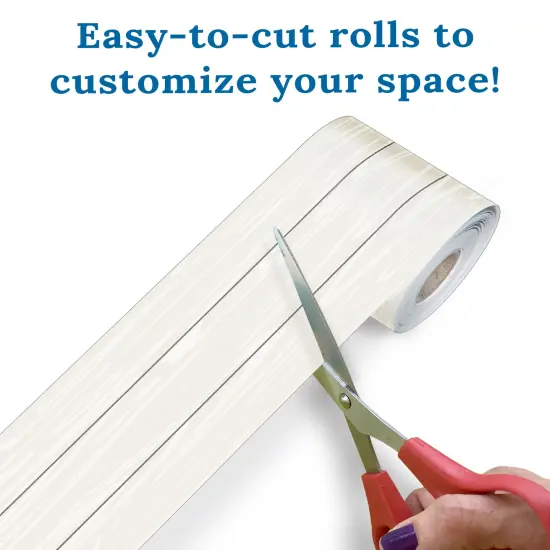 Carson Dellosa Farmhouse 65Ft of White Wood Grain Bulletin Board Borders, 1 Roll of Rustic Trim for Rolling Whiteboard, Cork and Posterboard, Party, Office Decorations, and Classroom Decor {4}