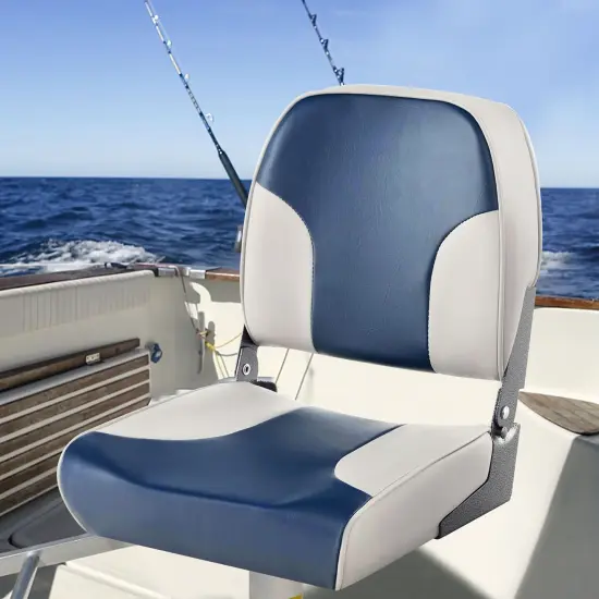 Costway 2-Piece Folding Boat Seat Set with Sponge Padding & Aluminum Hinges Low Back Blue {2}