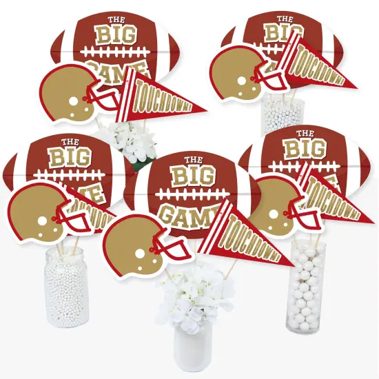 Big Dot of Happiness The Big Game - Red and Gold - Football Party Centerpiece Sticks - Table Toppers - Set of 15 {1}