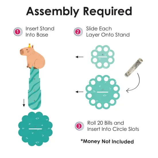 Big Dot of Happiness Capy Birthday - DIY Capybara Party Money Holder Gift - Cash Cake {6}