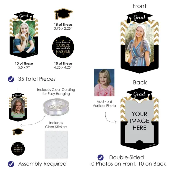 Big Dot of Happiness Gold Graduation Party Vertical Photo Garland 35 Pieces {4}